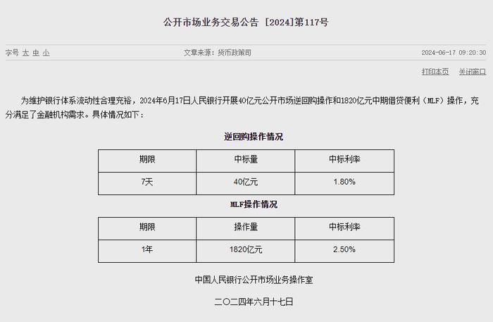 光大银行周茂华：央行缩量平价续作MLF基本符合预期，本月LPR利率将保持稳定