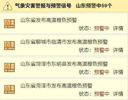 59个高温预警！局部可达40℃，山东最新天气来了