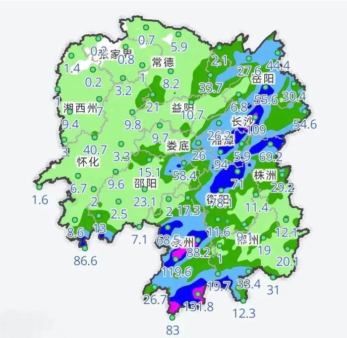 今日汛情｜110个乡镇雨量超50毫米！归阳站水位超警！