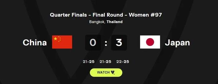 中国女排0:3不敌日本