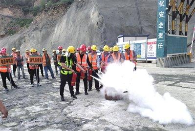 中铁十八局山西浑源抽水蓄能电站项目部 开展消防应急演练（图）