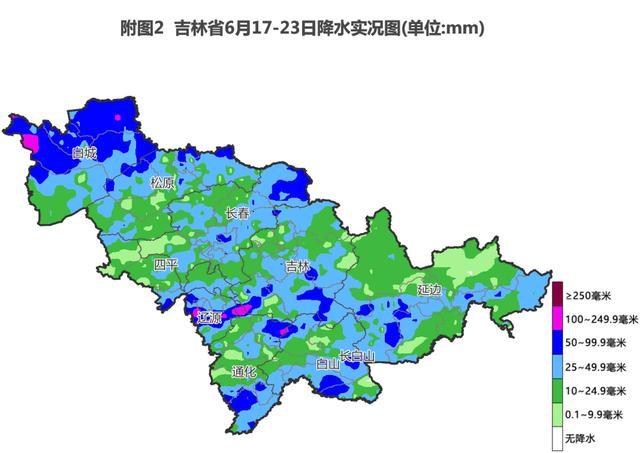 6月24日-6月30日吉林省气温前低后高有分布不均的雷雨天气
