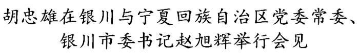 胡忠雄在银川与宁夏回族自治区党委常委、银川市委书记赵旭辉举行会见