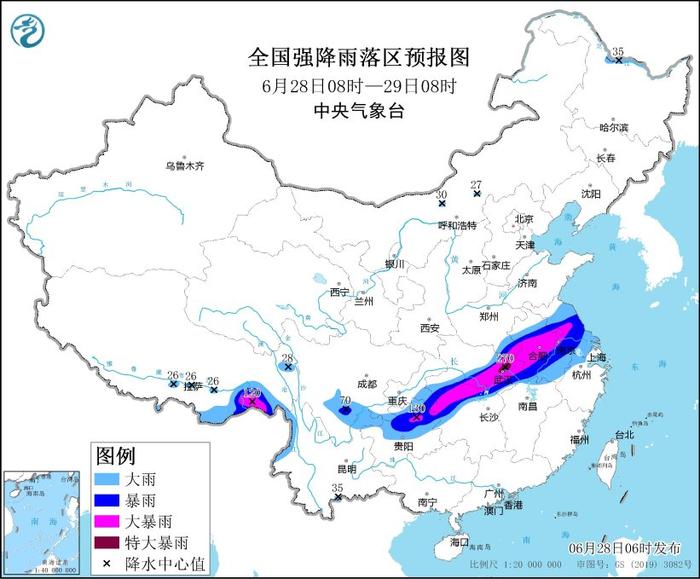 中央气象台暴雨强对流双预警齐发：湖北中部等地局地特大暴雨