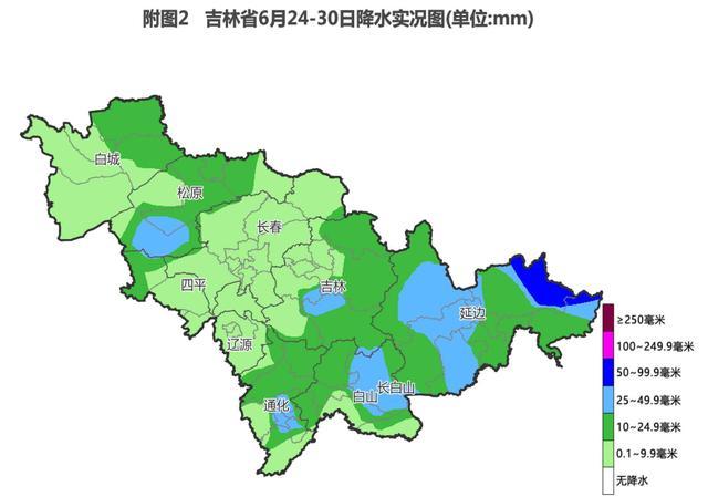 7月1日至7月7日吉林省有分布不均的雷雨天气