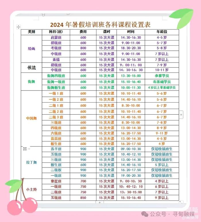 寻甸县青少年校外活动中心2024年暑假培训班招生简章