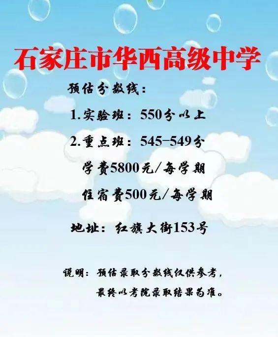 石家庄多所高中预估分数线！一中、二中、正中、精英……