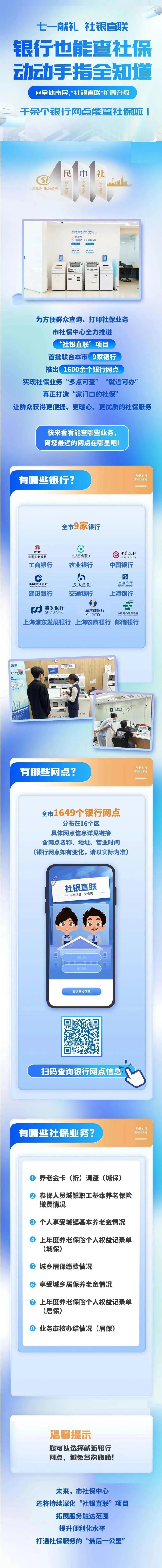 上海新举措！银行就能查社保，一共有1600多个网点