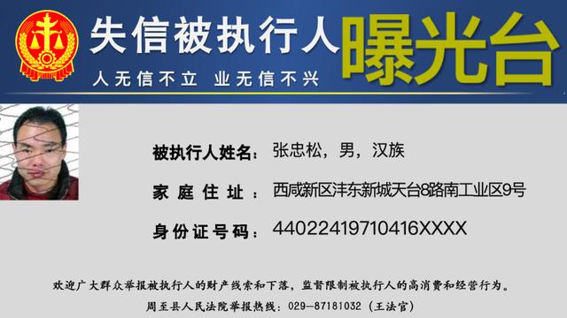 失信名单｜周至法院2024第10期