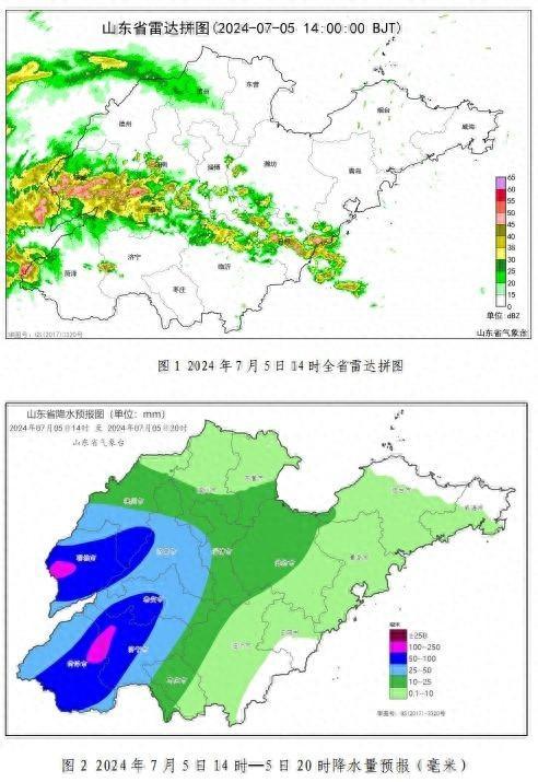 山东省中西部地区有明显降水，主要时段为→