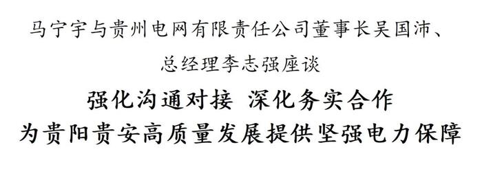 马宁宇与贵州电网有限责任公司董事长吴国沛、总经理李志强座谈