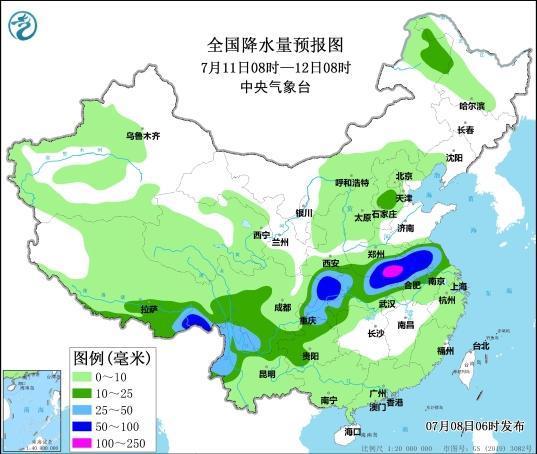 中央气象台：四川盆地至淮河流域将有强降雨