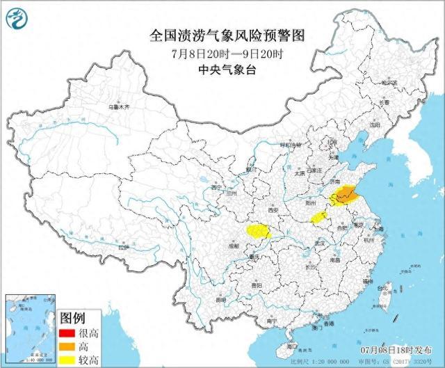 中央气象台7月8日18时发布渍涝风险气象预报