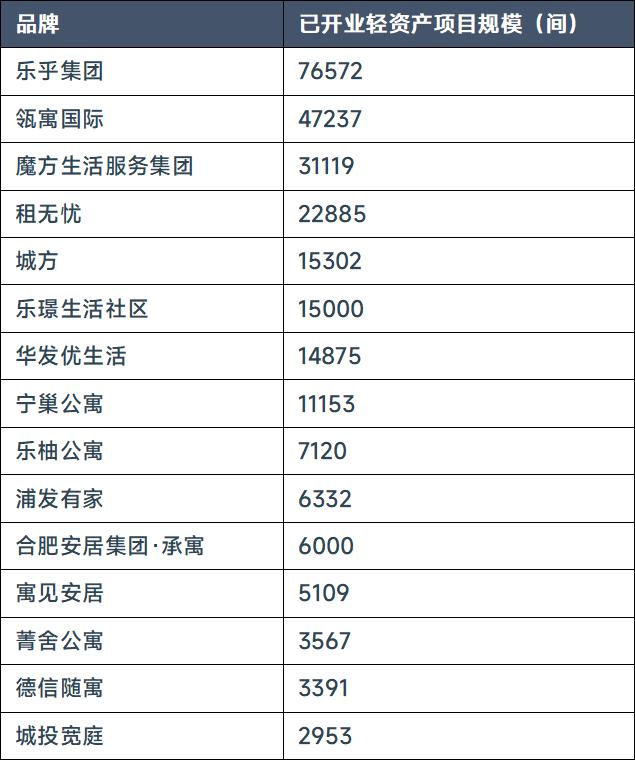 2024年6月中国住房租赁企业规模排行榜