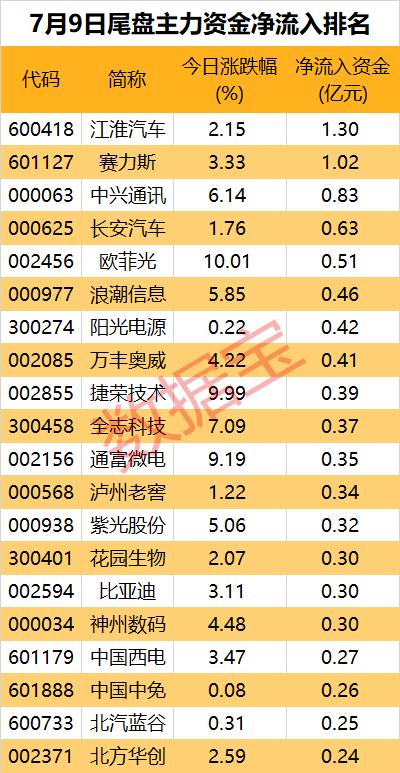 主力资金 | 主力尾盘抢筹股出炉