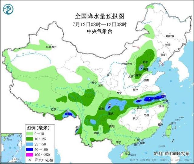 暴雨和高温黄色预警继续发布 四川盆地至苏皖一带有暴雨