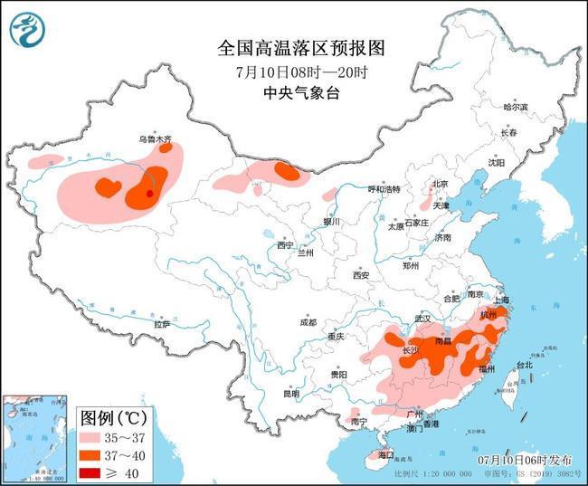 预计今天白天南疆盆地有35~36℃高温天气