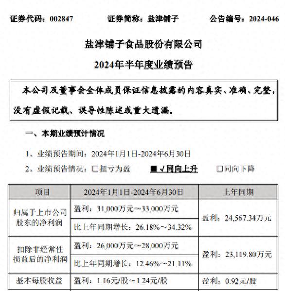 盐津铺子上半年预增26.18%~34.32% 多渠道多品类发展显成效