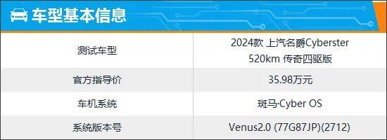 智能车机评测：2024款上汽名爵Cyberster