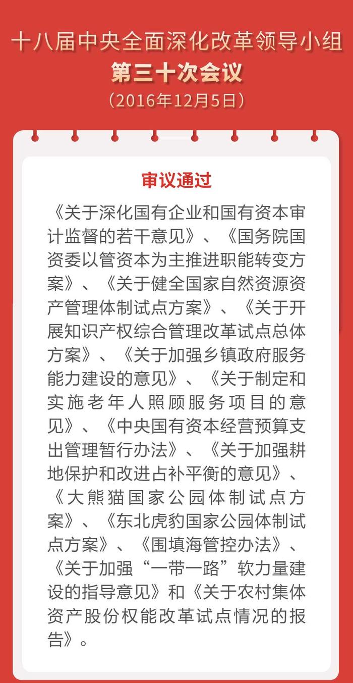 收藏！长图｜中央深改委(组)会议审议通过的改革方案