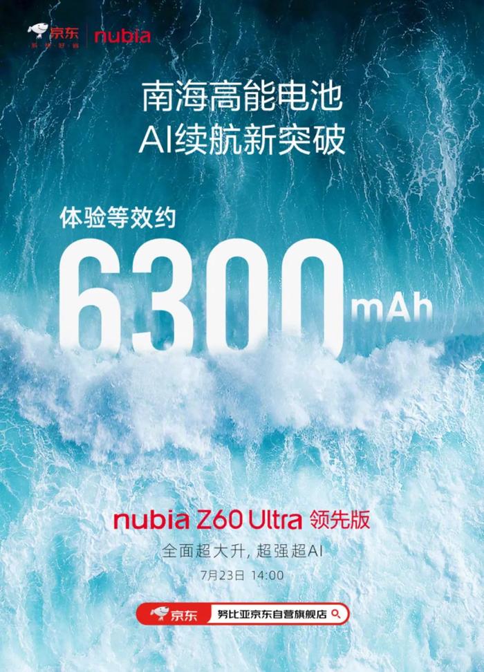 【旗舰】Z60Ultra领先版官宣南海电池 体验等效约6300mAh？