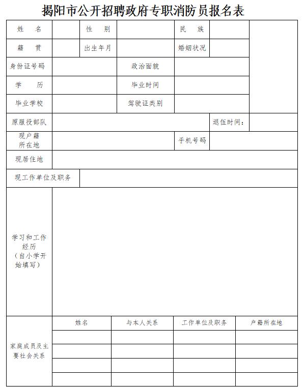 揭阳市消防救援支队关于2024年第三批政府专职消防员招聘的公告