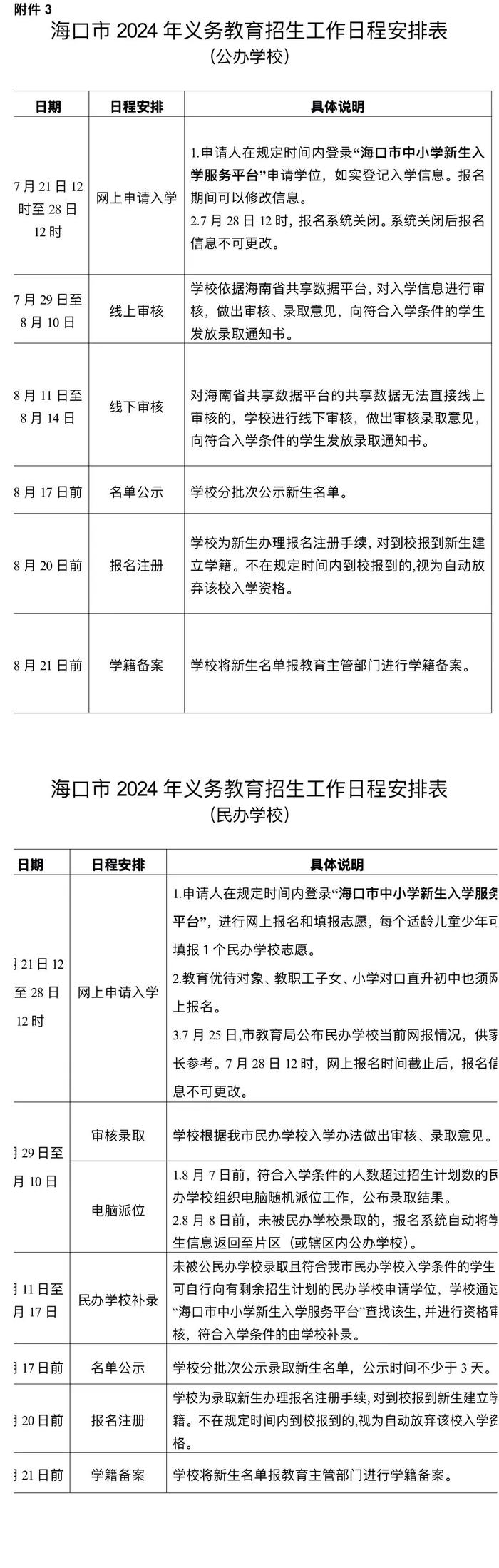 海口琼山区发布2024年义务教育学校招生工作实施细则