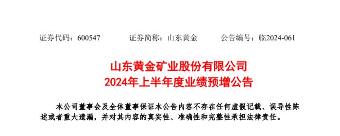 鲁股观察｜利好因素推动？山东黄金发布半年业绩预告