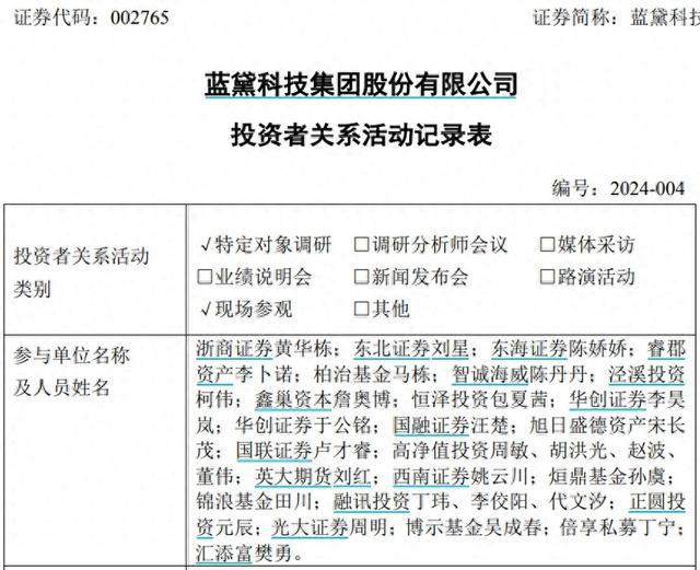 蓝黛科技接受机构投资者代表现场参观，表示将在泰国建厂投资