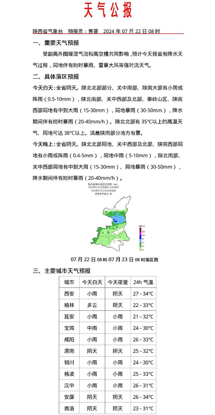 陕西发布雷雨大风黄色预警！西安本周天气→