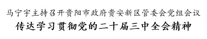 马宁宇主持召开贵阳市政府贵安新区管委会党组会议 传达学习贯彻党的二十届三中全会精神