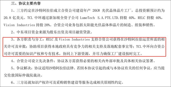 单厂2000万千瓦！TCL中环与沙特签约海外最大规模硅片厂