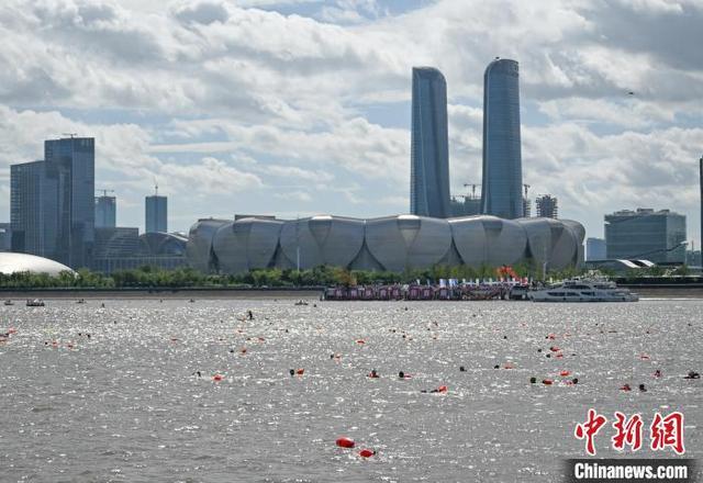 浙江杭州千人横渡钱塘江