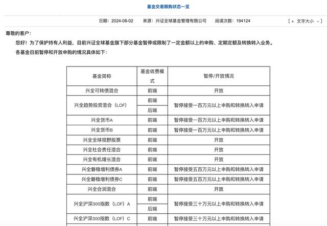 暂停接受大额申购，这只基金发布公告