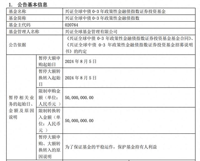 暂停接受大额申购，这只基金发布公告