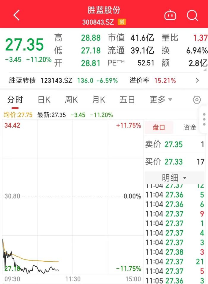 跌超10%，胜蓝股份回应控股股东减持：无利空，系正常减持