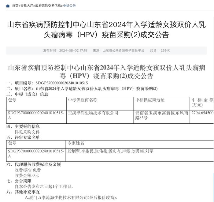 二价HPV疫苗降至27.5元，沃森生物回应：会综合考虑利润和成本，有针对性的关注惠民市场