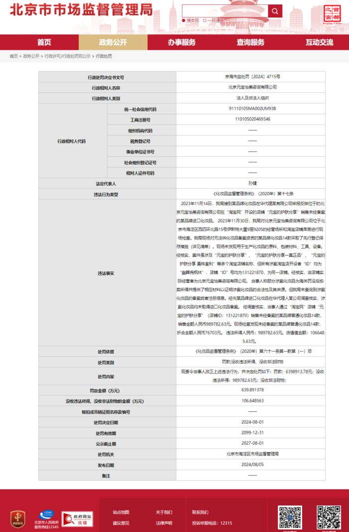 746万，化妆品行业“最大”罚单来了