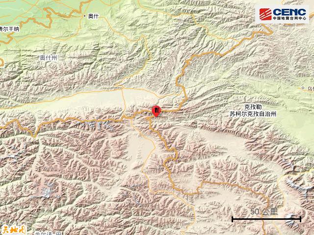 新疆克孜勒苏州阿克陶县发生3.7级地震，震源深度10公里