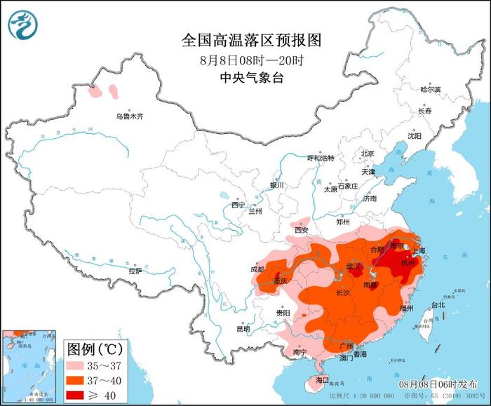 中央气象台发布高温预警：皖苏浙局地可达40℃以上