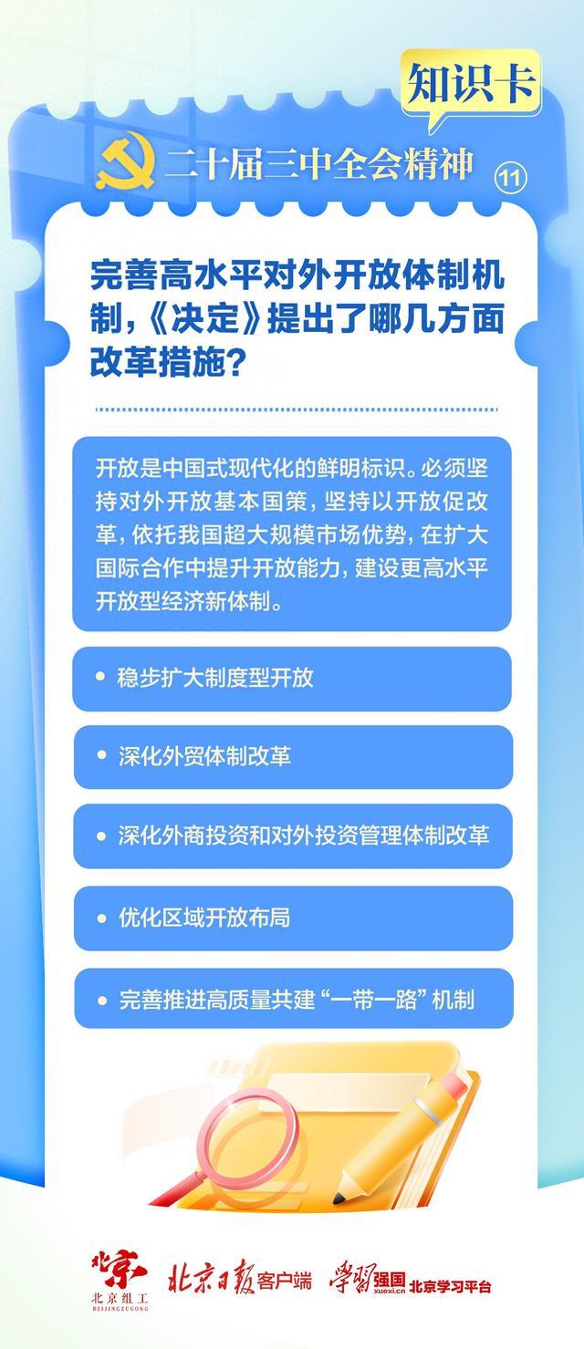 知识卡｜完善高水平对外开放体制机制，《决定》提出了哪几方面改革措施？