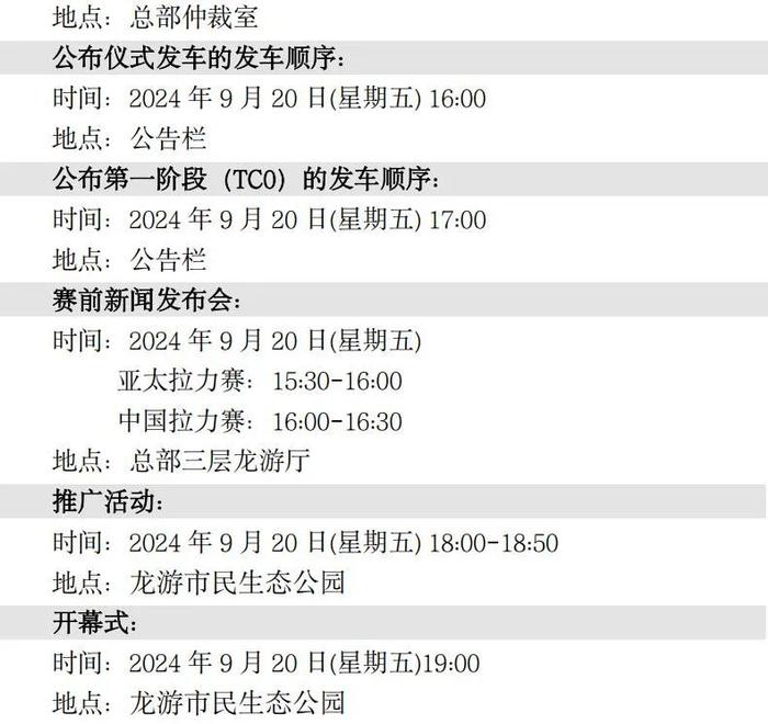 官方参赛指南：2024 年 FIA 中国/亚太汽车拉力锦标赛 — 中国龙游站（含补充规则）