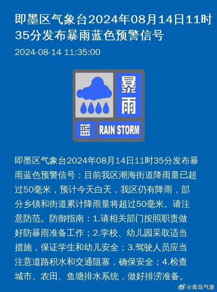 刚刚，青岛多地发布预警！暴雨+雷电+7～9级雷雨大风，即将到货！