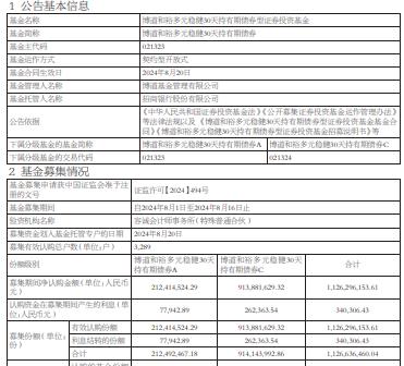 博道和裕多元稳健30天持有期债券成立 规模11.26亿元