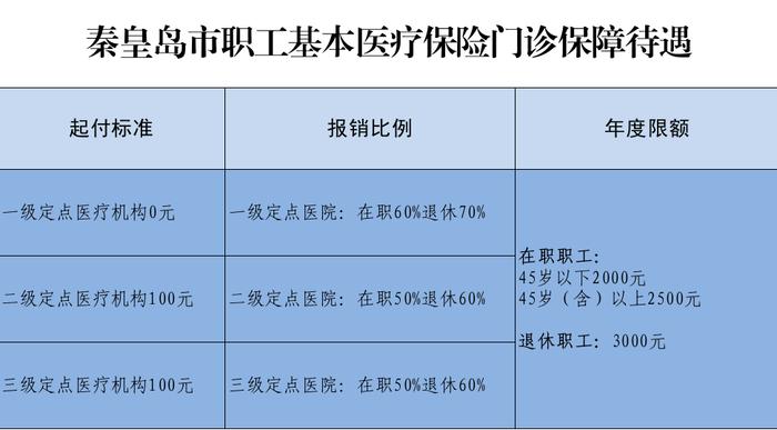 秦皇岛市职工基本医疗保险门诊保障待遇