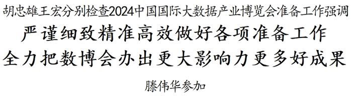 胡忠雄王宏分别检查2024中国国际大数据产业博览会准备工作