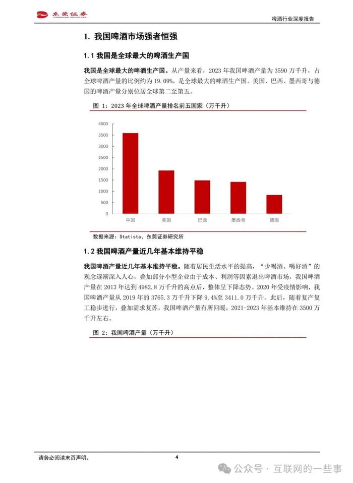 报告 | 东莞证券：啤酒行业深度报告（附下载）