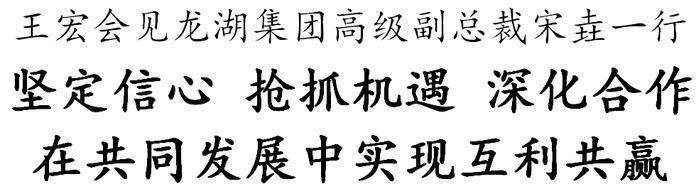 王宏会见龙湖集团高级副总裁宋垚一行