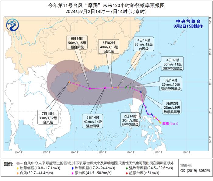 【最新】第11号台风“摩羯”已于昨日生成，今天14时其中心位于距离菲律宾马尼拉东北方向约235公里，强度为热带风暴级