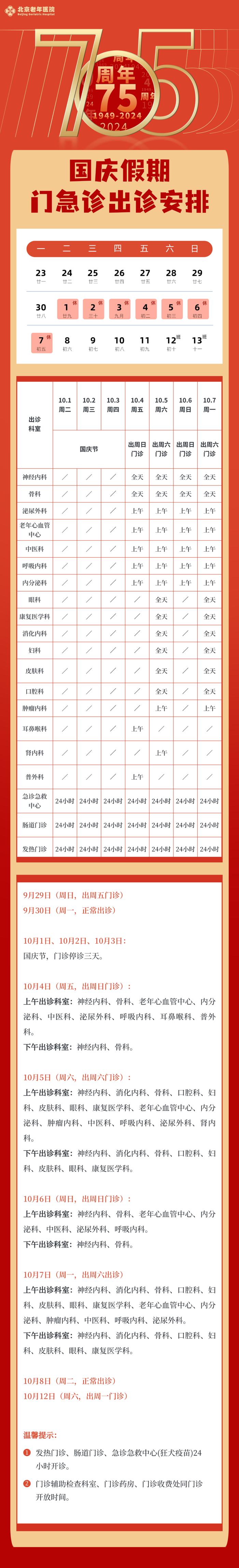 汇总！北京多家医院国庆节假期门急诊安排公布